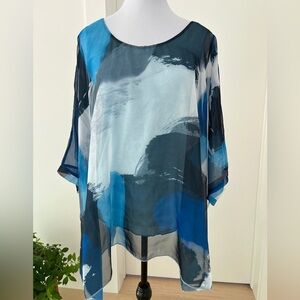 MINKAS Sheer Layered Lightweight Flowy Lined Top Butterfly Sleeves Summer Travel